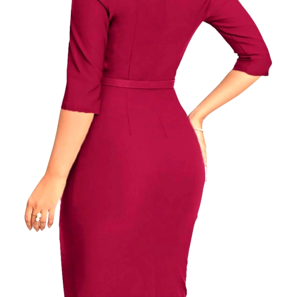 Women 1950's Vintages 3/4 sleeve Elegant Collar Cocktail Evening Dress